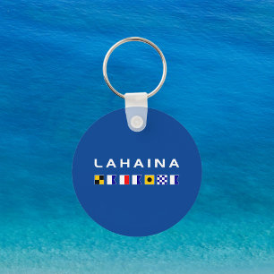 Lahaina Maui Nautical Maritime Signal Vlagt Dark Sleutelhanger