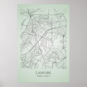 Lahore Map Poster   Stadswegenkaart van Lahore