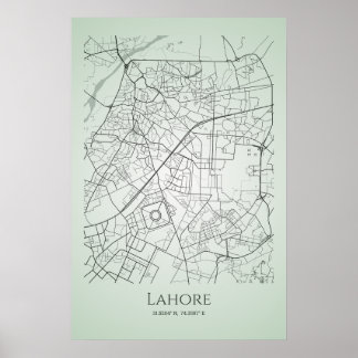 Lahore Map Poster | Stadswegenkaart van Lahore