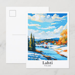 Lahti Finland Vintage Travel Portret Illustratie Briefkaart