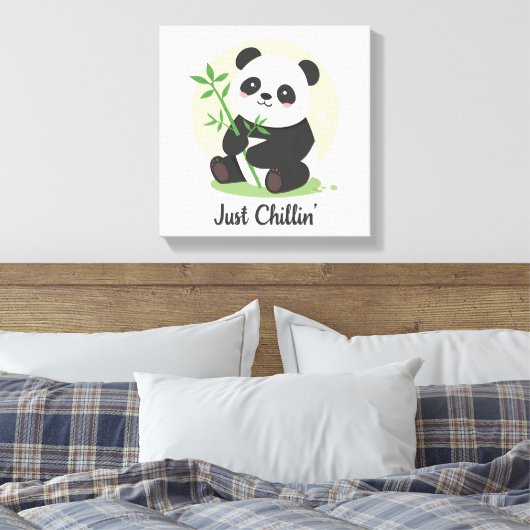 Laid-Back Animal with Bamboo Leaves Canvas Afdruk (Insitu (Slaapkamer))