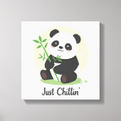 Laid-Back Animal with Bamboo Leaves Canvas Afdruk (Voorkant)