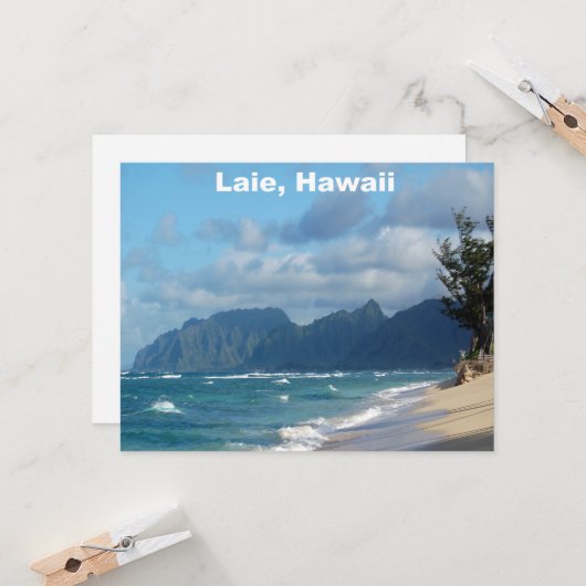 Laie Beach Hawaii Kaart (Voorkant / Achterkant in situ)