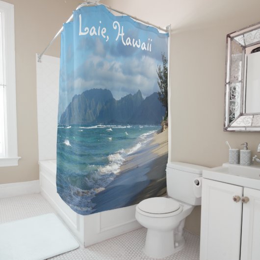 Laie Beach, Hawaii rideau de douche (En situation)