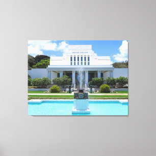 Laie, Hawaii Mormon Temple Canvas Afdruk