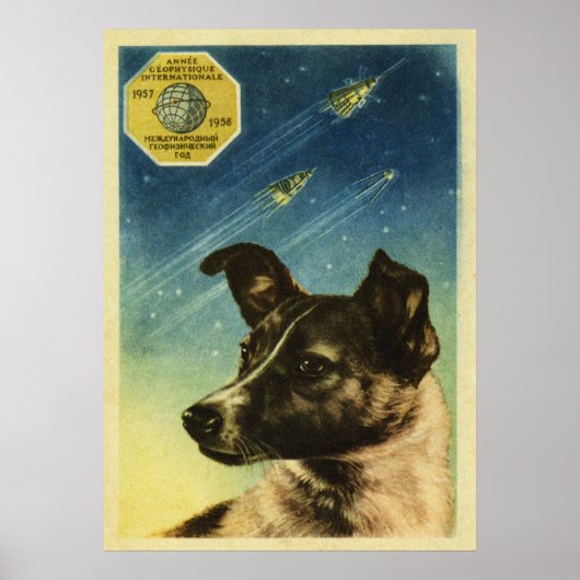 Laika — Affiche spatiale vintage soviétique (Devant)