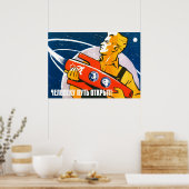 Laika — Affiche spatiale vintage soviétique (Cuisine)