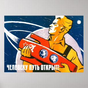 Laika — Affiche spatiale vintage soviétique