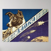 Laika — Affiche spatiale vintage soviétique (Devant)