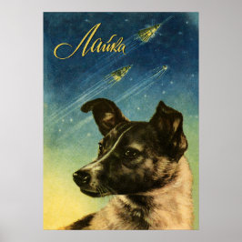 Laika, eerste ruimtehond — poster Sovjet-ruimte
