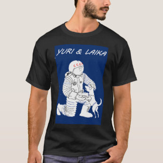 Laika Gagarin Astronaut Space Russia Laika Cartoon T-shirt