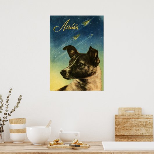 Laika, le premier chien spatial — affiche spatiale (Cuisine)