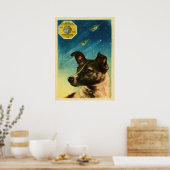 Laika — Sovjet- poster van de ruimte (Keuken)
