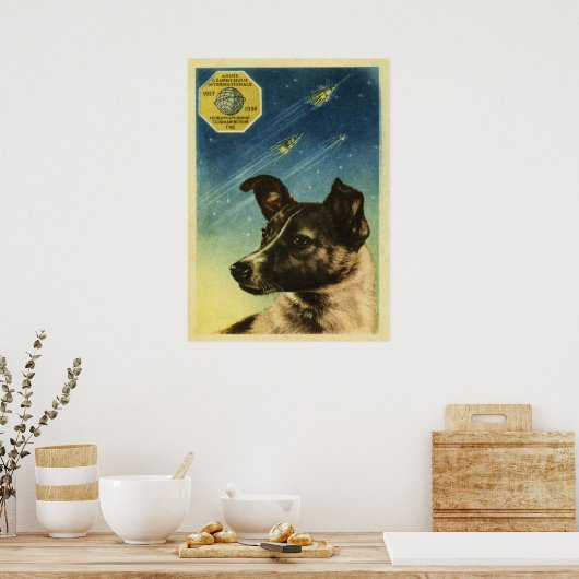 Laika — Sovjet- poster van de ruimte (Keuken)