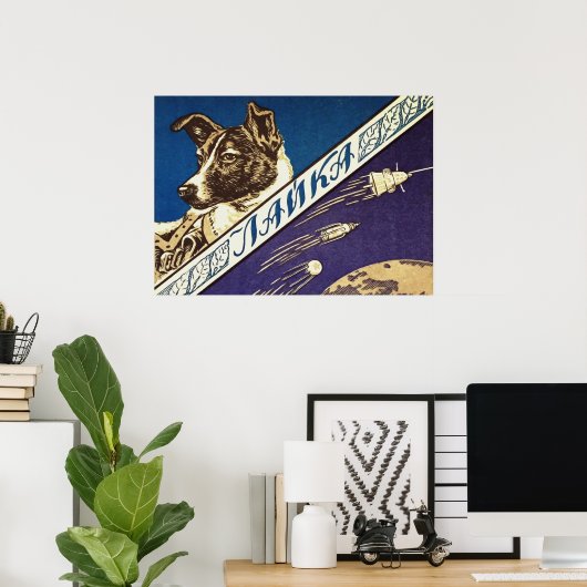 Laika — Sovjet- poster van de ruimte (Thuiskantoor)