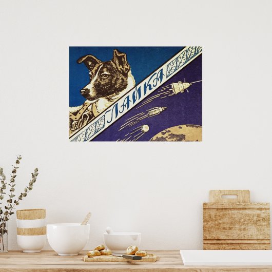 Laika — Sovjet- poster van de ruimte (Keuken)