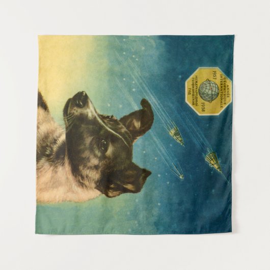 Laika — Sovjet- poster van de ruimte Wandkleed (Voorkant (horizontaal))