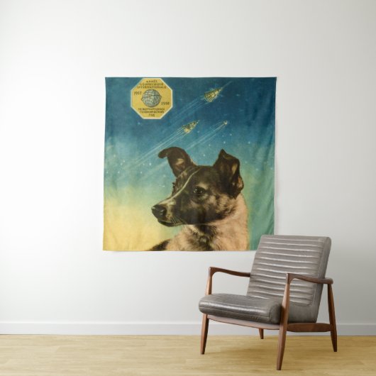 Laika — Sovjet- poster van de ruimte Wandkleed (In situ)