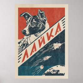 Laika, Sovjet-ruimtehond —  retro-ruimte Poster