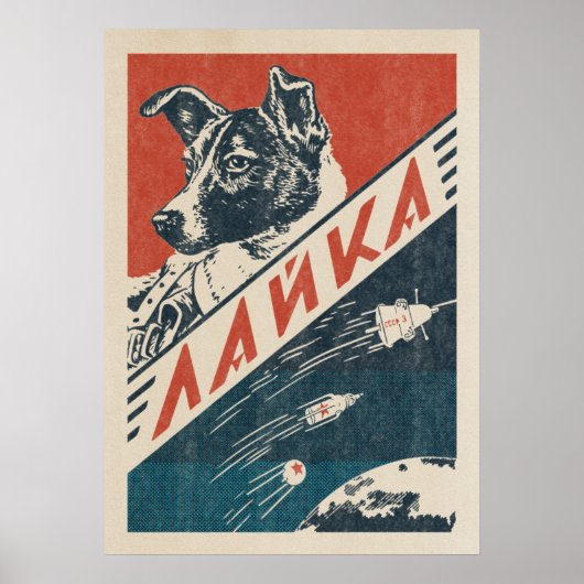 Laika, Sovjet-ruimtehond —  retro-ruimte Poster (Voorkant)