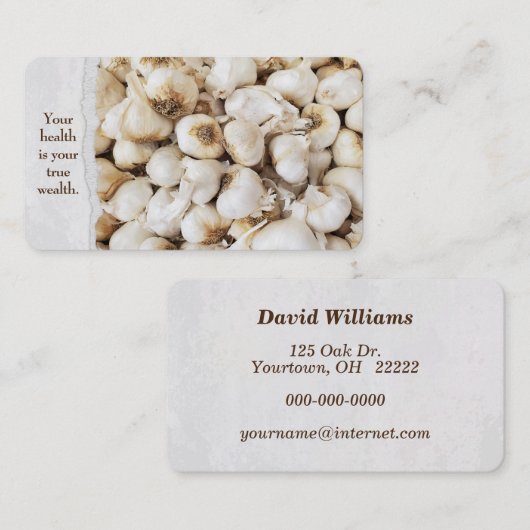 L'ail au Carte de visite du marché (Devant / Derrière)