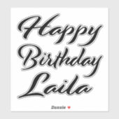Laila Nom Prénom Anniversaire de Black Sticker (Feuille)