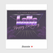 Laila Nom prénom lila retro Autocollant Anniversai (Feuille)