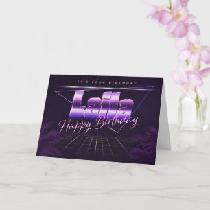 Laila Nom Prénom lila retro Carte Anniversaire