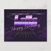 Laila prénom carte postale violet anniversaire (Devant)