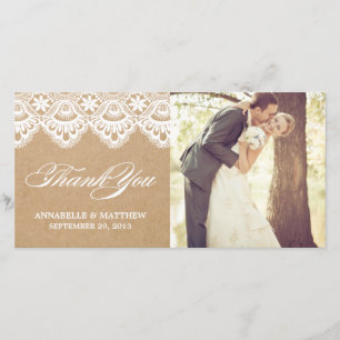 LAINE RUSTIQUE CARTE PHOTO mariage MERCI