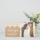 LAINE RUSTIQUE | CARTE PHOTO mariage MERCI (Debout devant)