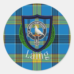 Laing Schotse Clan Tartan & Crest Ronde Sticker