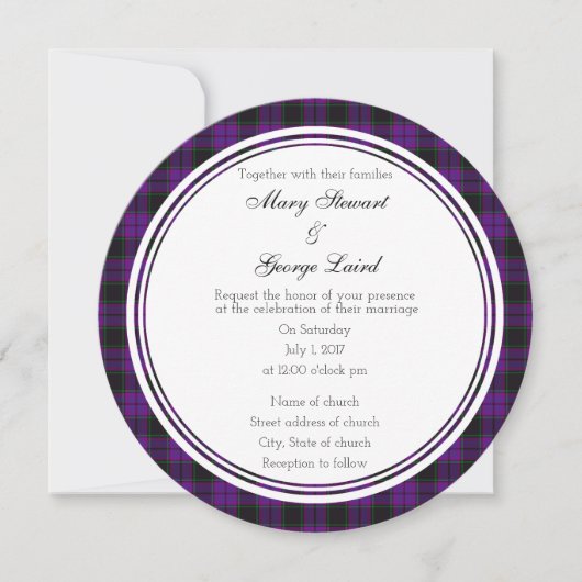 Laird Scottish Mariage Round Invitation (Devant)