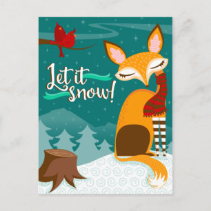 Laisse-Le Neiger ! Carte postale Fox et Cardinals