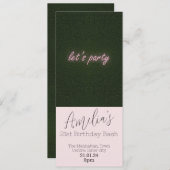 laisse Party Neon Pink Invitation (Devant / Derrière)
