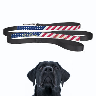 Laisse Pour Animaux Domestiques USA American Flag Stars Stripes Chien Chien Nom du