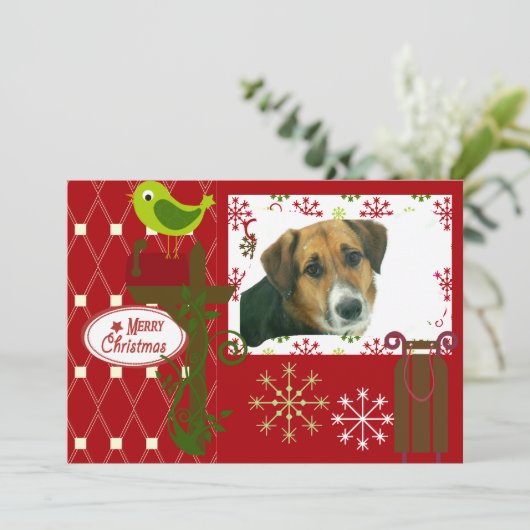 Laisser il neige Customisé Carte photo de vacances (Debout devant)