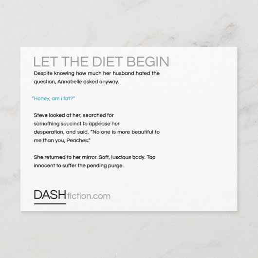 Laisser la carte postale de la diète commencer (Devant)