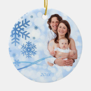 Laisser la neige bleu ornement de Noël