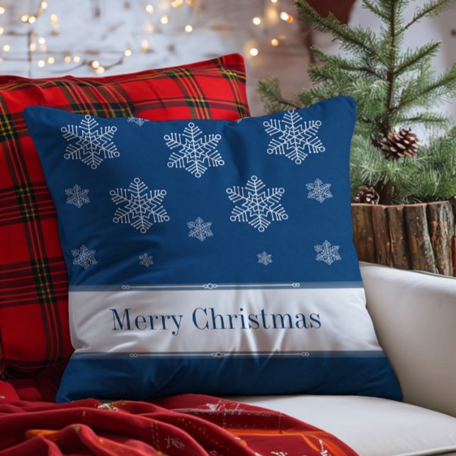 Laisser la neige Coussin de vacances, Bleu (Blue Let it Snow Holiday Throw Pillow)