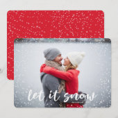 Laisser la neige moderne Carte photo de vacances (Devant / Derrière)