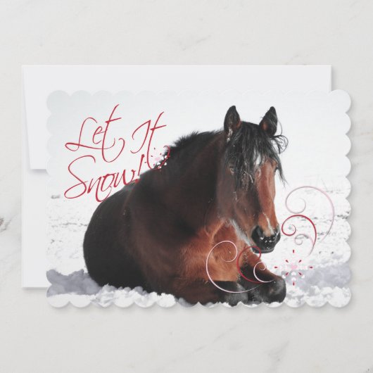 Laisser Neige Equine Carte Vacances (Devant)