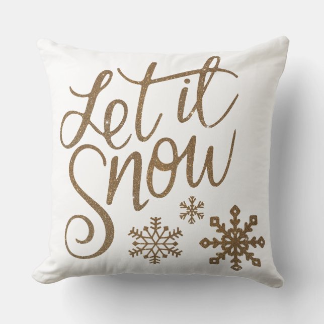 Laisser Neige Or & Blanc Jeu Oreiller (Recto)