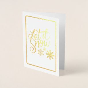 Laisser Neige Or Tissu Foil Carte de Noël