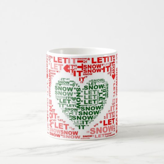 Laisser Neige Rouge Vert Coeur Café Mug Thé (Centre)