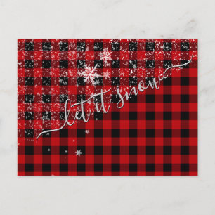Laisser Neige Script Buffalo Plaid Carte Postale