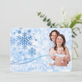 Laisser neiger bleu plat carte de vacances (Debout devant)