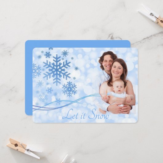 Laisser neiger bleu plat carte de vacances (Devant/Arrière en situation)