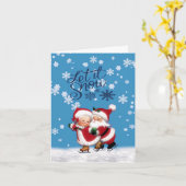 Laisser Neiger M. & Mme Claus Carte de Noël pliée (Fleur jaune)