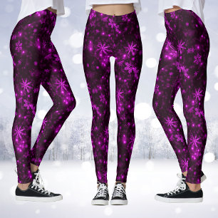 Laisser neiger Profond Violet Snowflakes Leggings